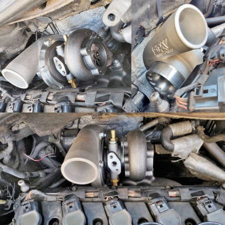 VW Jetta/Golf MK5 2.5L 5 cyl 07K T3 top mount turbo manifold