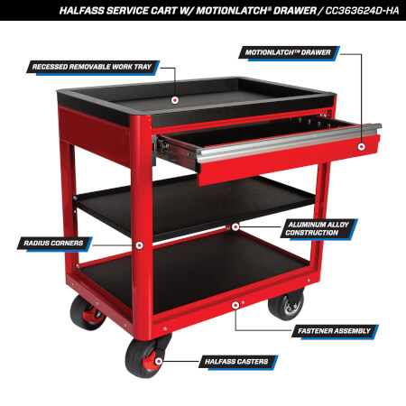 HalfAss Service Cart w/ MotionLatch® Drawer
